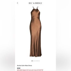 Selling this brown Bec & Bridge satin gown